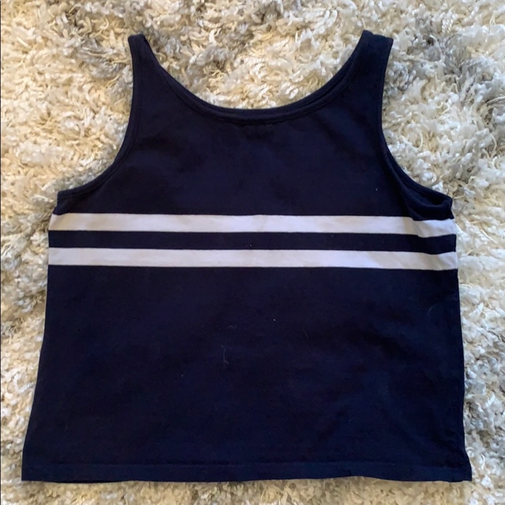 Brandy Melville- Blue tank with two white stripes.